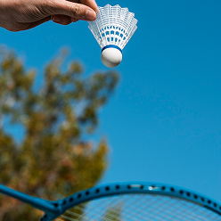 Badmintonschläger und Badmintonball