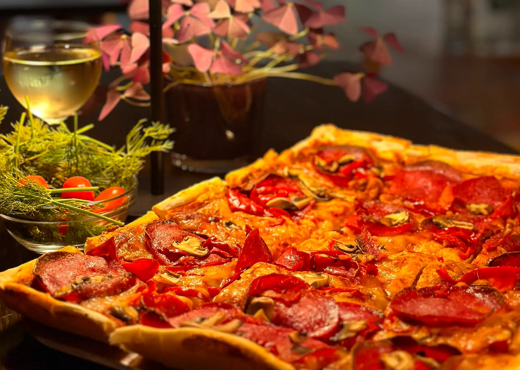 Pizza und Wein